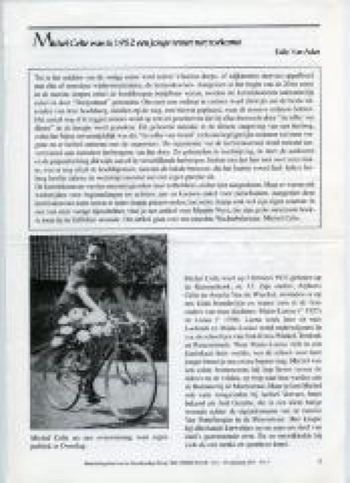Artikel over de Wachtebeekse wielrenner Michel Celie