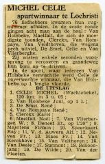 Krantenbericht Michel Celie, 1952