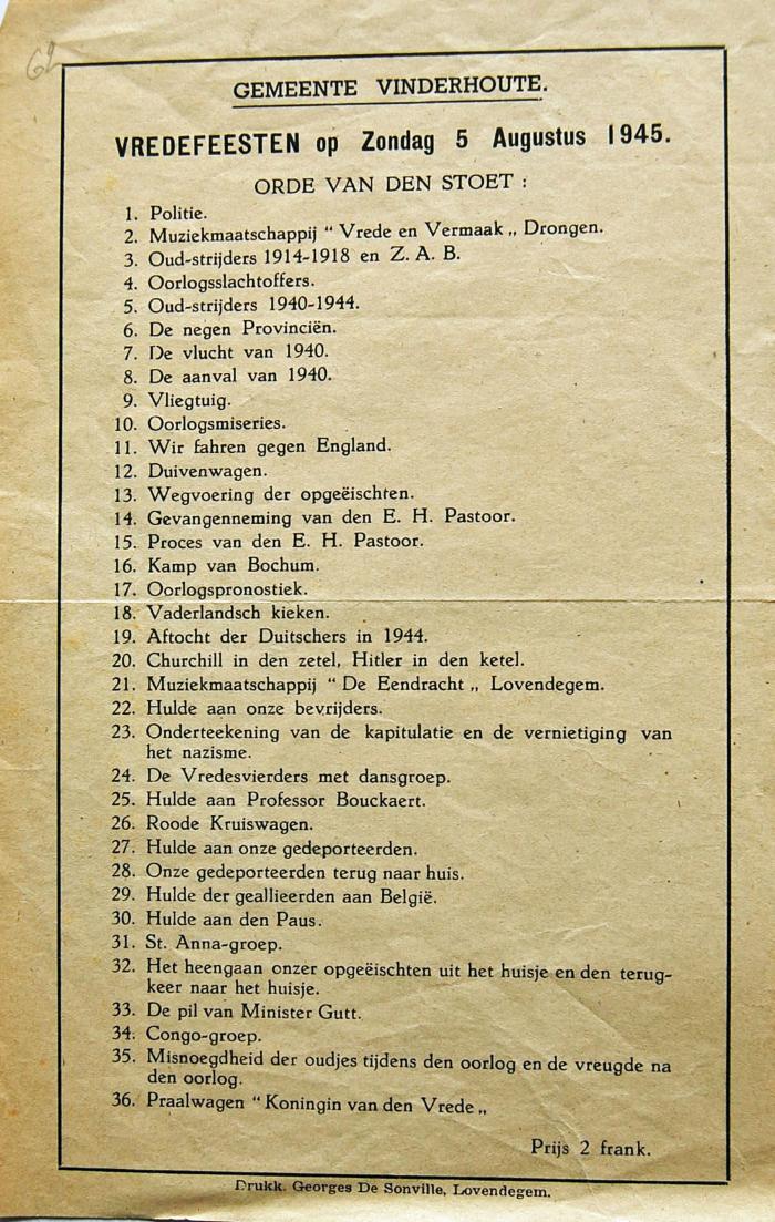 WO2: Programma van de Vredesstoet