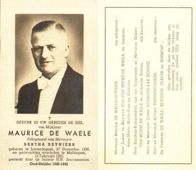 Bidprentje Maurice De Waele