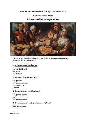 Pannenkoeken vroeger en nu