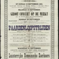 PROGRAMMA der FEESTEN welke zullen plaats hebben ter gelegenheid der GEMEENTE KERMIS te Aeltere
