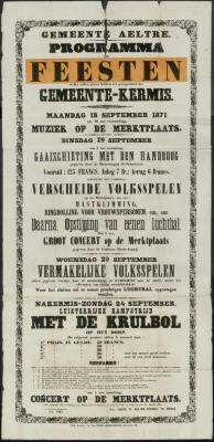 PROGRAMMA der FEESTEN welke zullen plaats hebben ter gelegenheid der GEMEENTE-KERMIS Aalter
