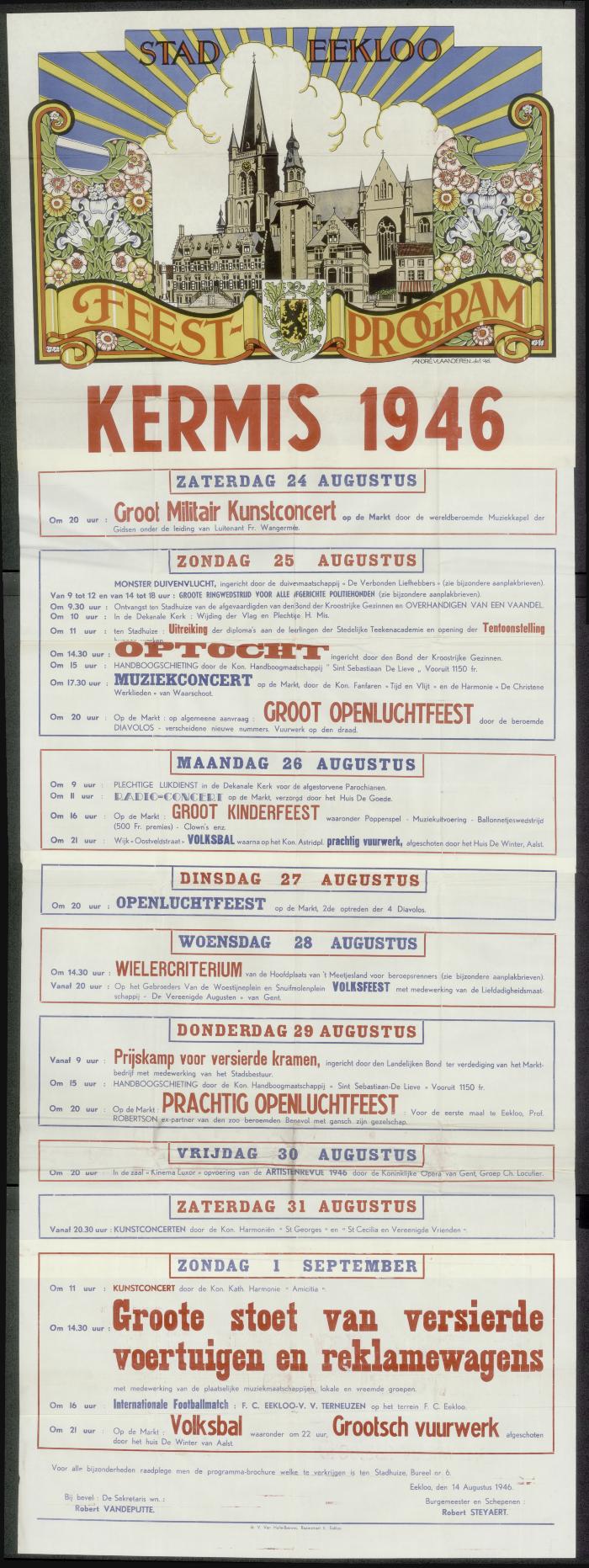 Feestprogram Kermis 1946 Stad Eeklo