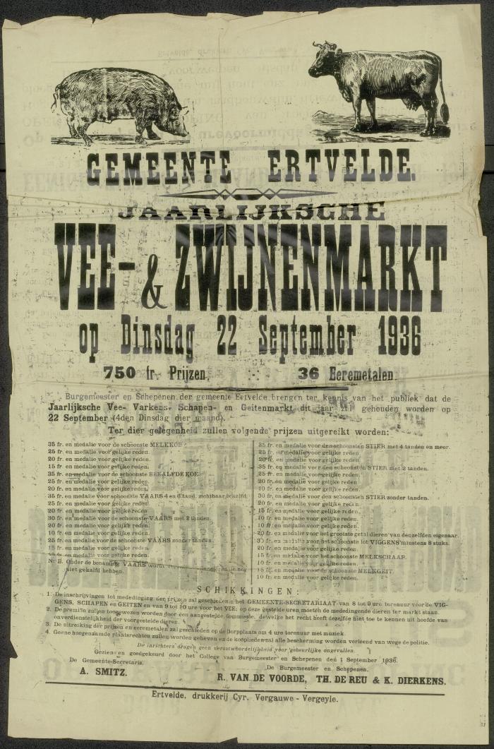 Jaarlijksche vee- &amp; zwijnenmarkt Ertvelde
