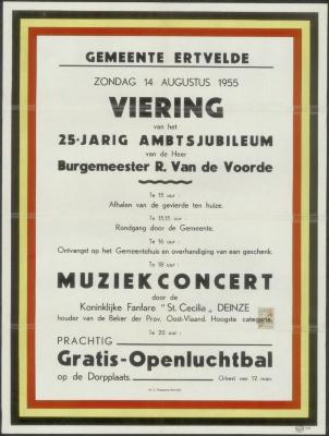 Viering van het 25-jarig ambtsjubileum van de heer Burgemeester R. Van de Voorde Ertvelde
