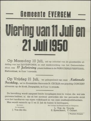 Viering 11 en 21 juli Evergem
