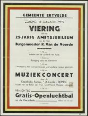 Viering van het 25-jarig ambtsjubileum van de heer Burgemeester R. Van de Voorde Ertvelde
