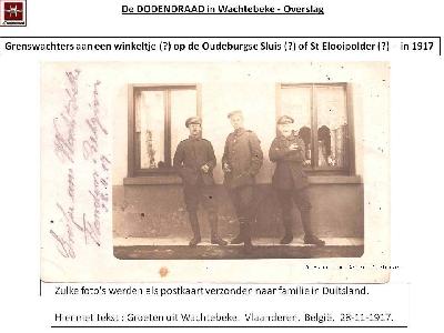 Prentkaarten van grenswachters aan de Dodendraad van Wachtebeke