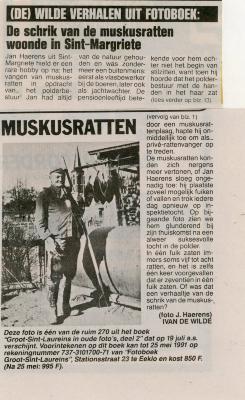 Krantenknipsel over het jagen op muskusratten