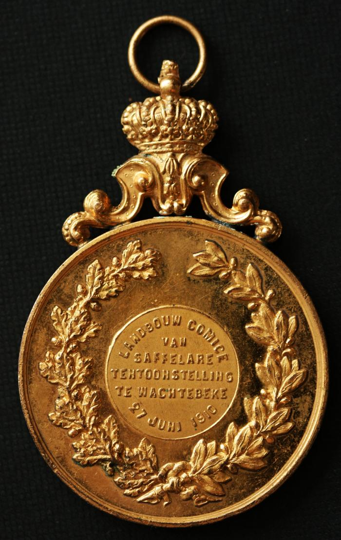 Foto van een medaille verkregen op een jaarmarkt
