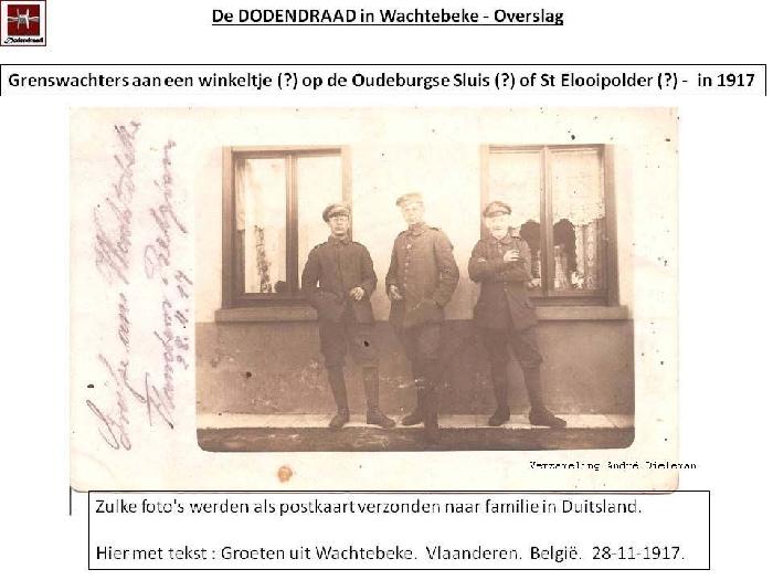 Prentkaarten van grenswachters aan de Dodendraad van Wachtebeke